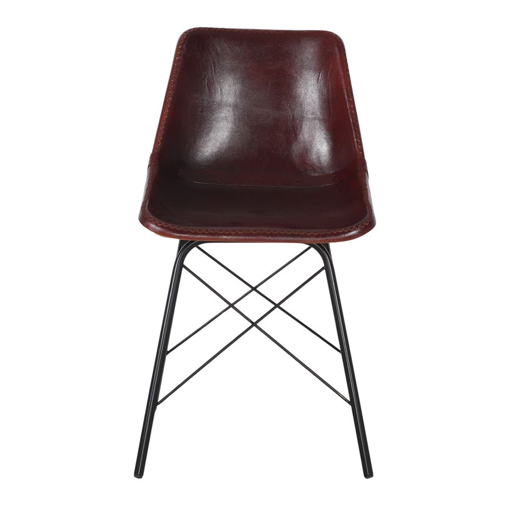 Set de 2 sillas de piel marrón oscuro Luara