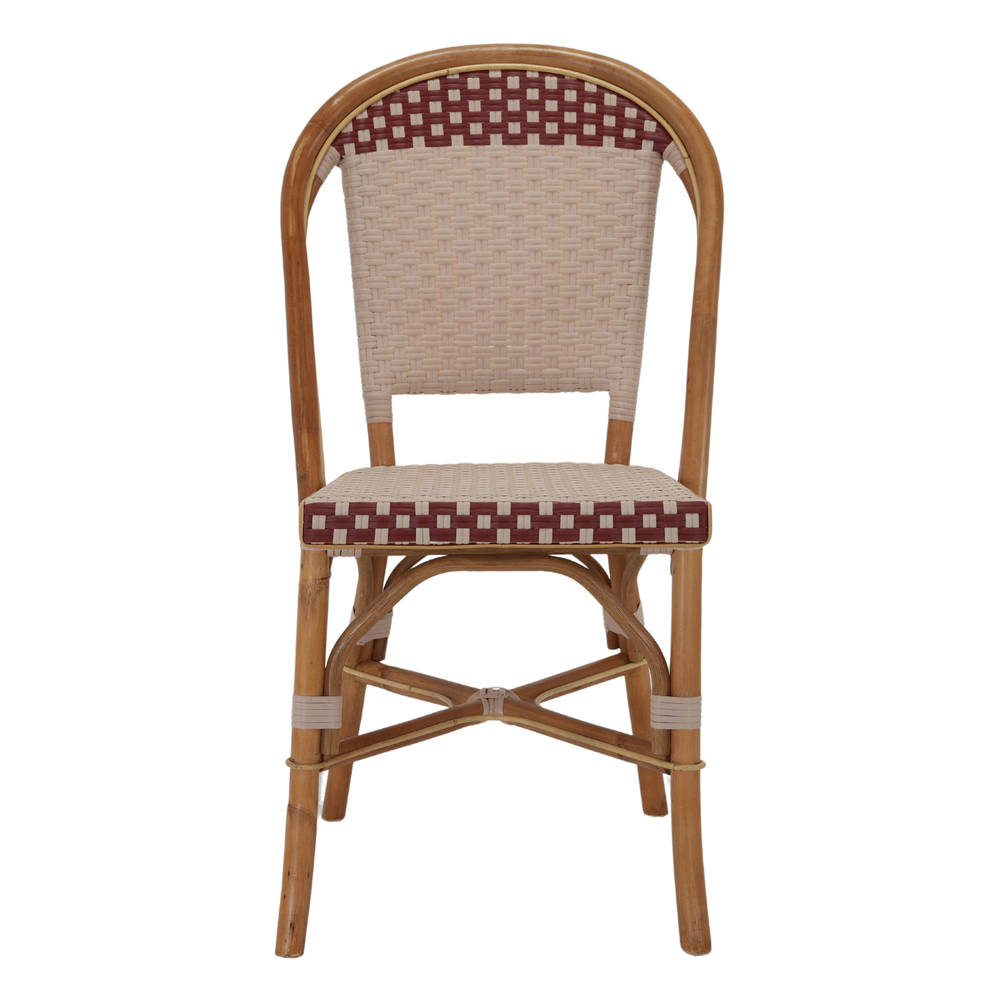 Set de 2 sillas de ratán burdeos y beige Rosaura