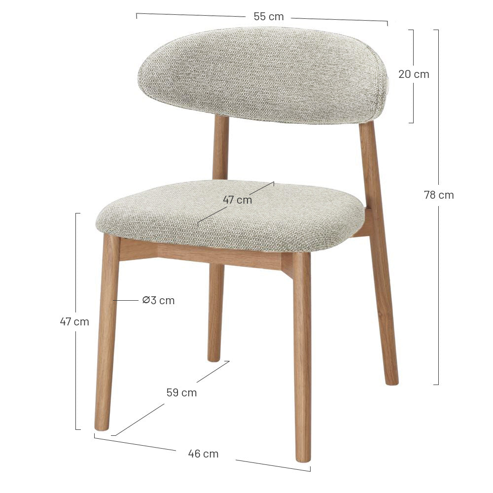 Set de 2 sillas de roble torneado Robert
