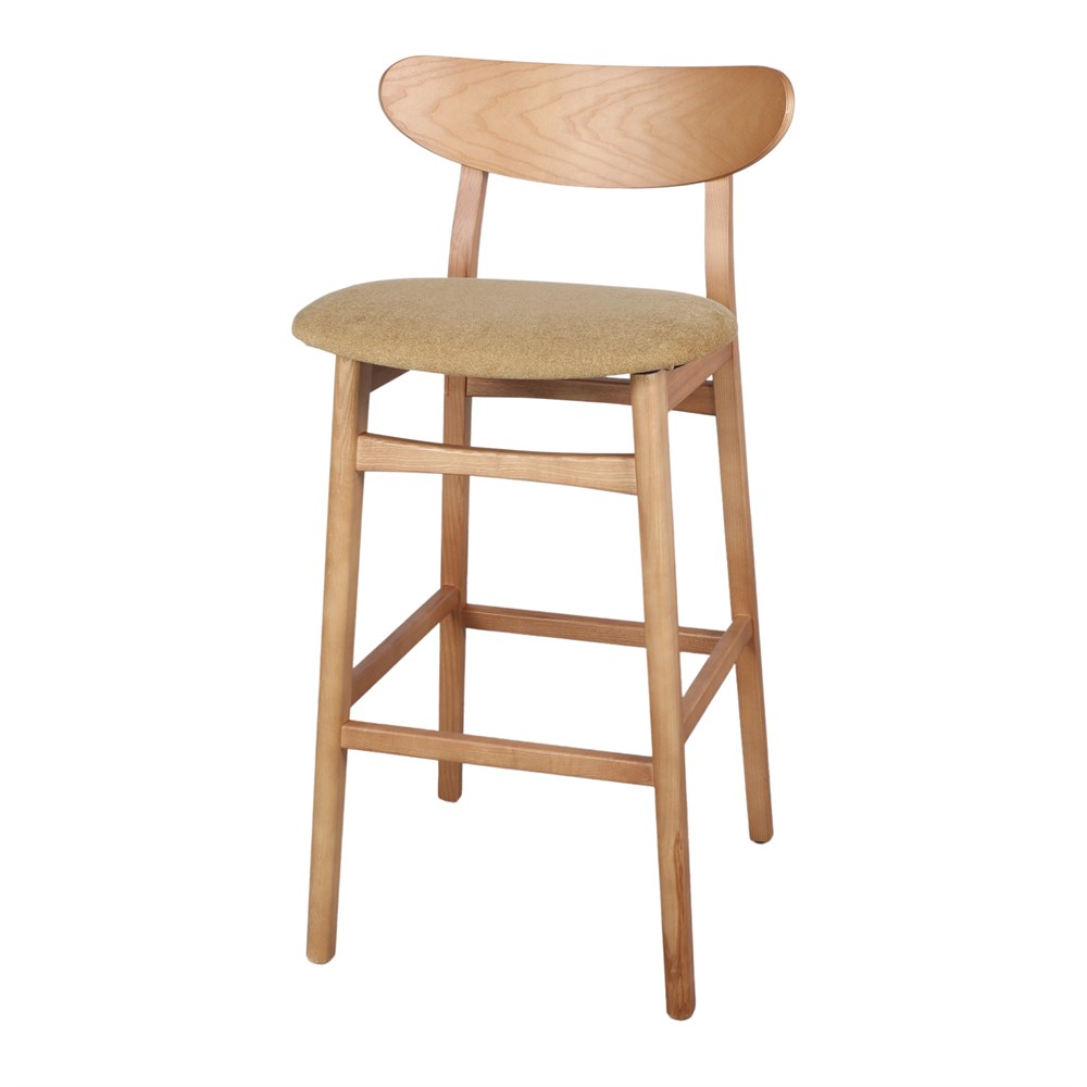 Set de 2 taburetes altos de fresno tapizados Heloisa