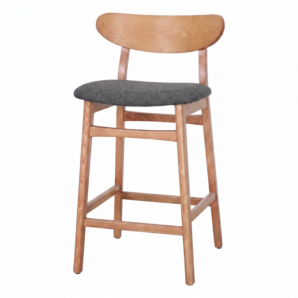 Set de 2 taburetes altos de fresno tapizados Heloisa