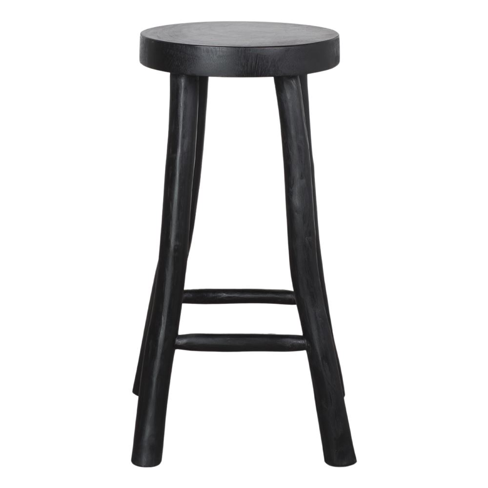 Set de 2 taburetes altos de madera tropical Saverio negro
