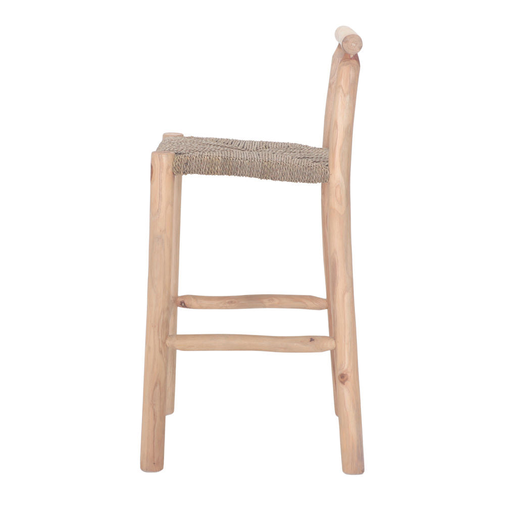 Set de 2 taburetes altos de madera y fibra marina Marissa