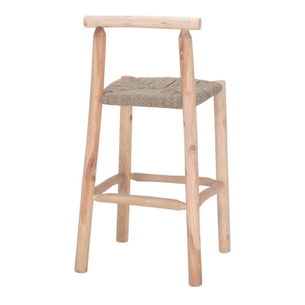 Set de 2 taburetes altos de madera y fibra marina Marissa