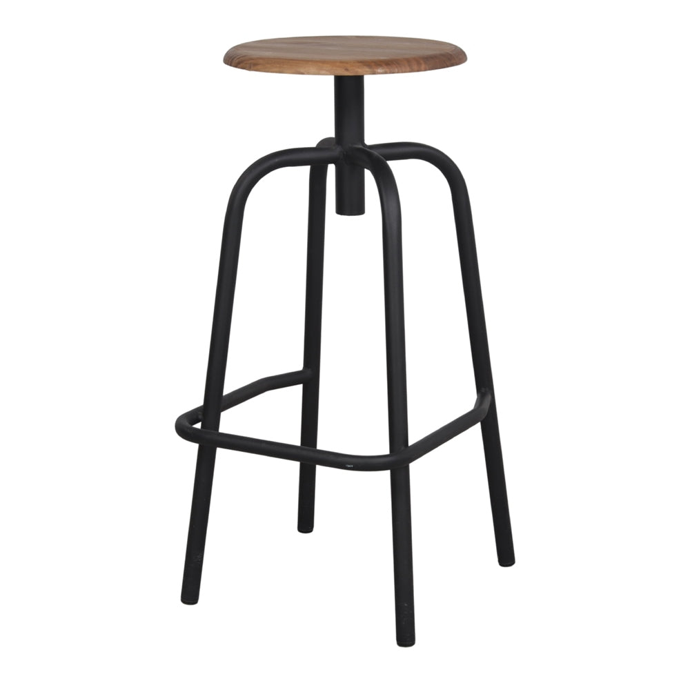 Set de 2 taburetes altos de metal y madera Atlas