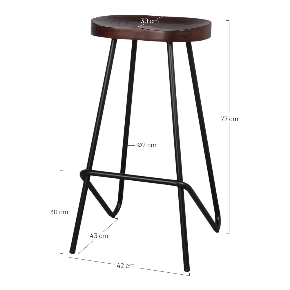Set de 2 taburetes altos de metal y madera Tureis