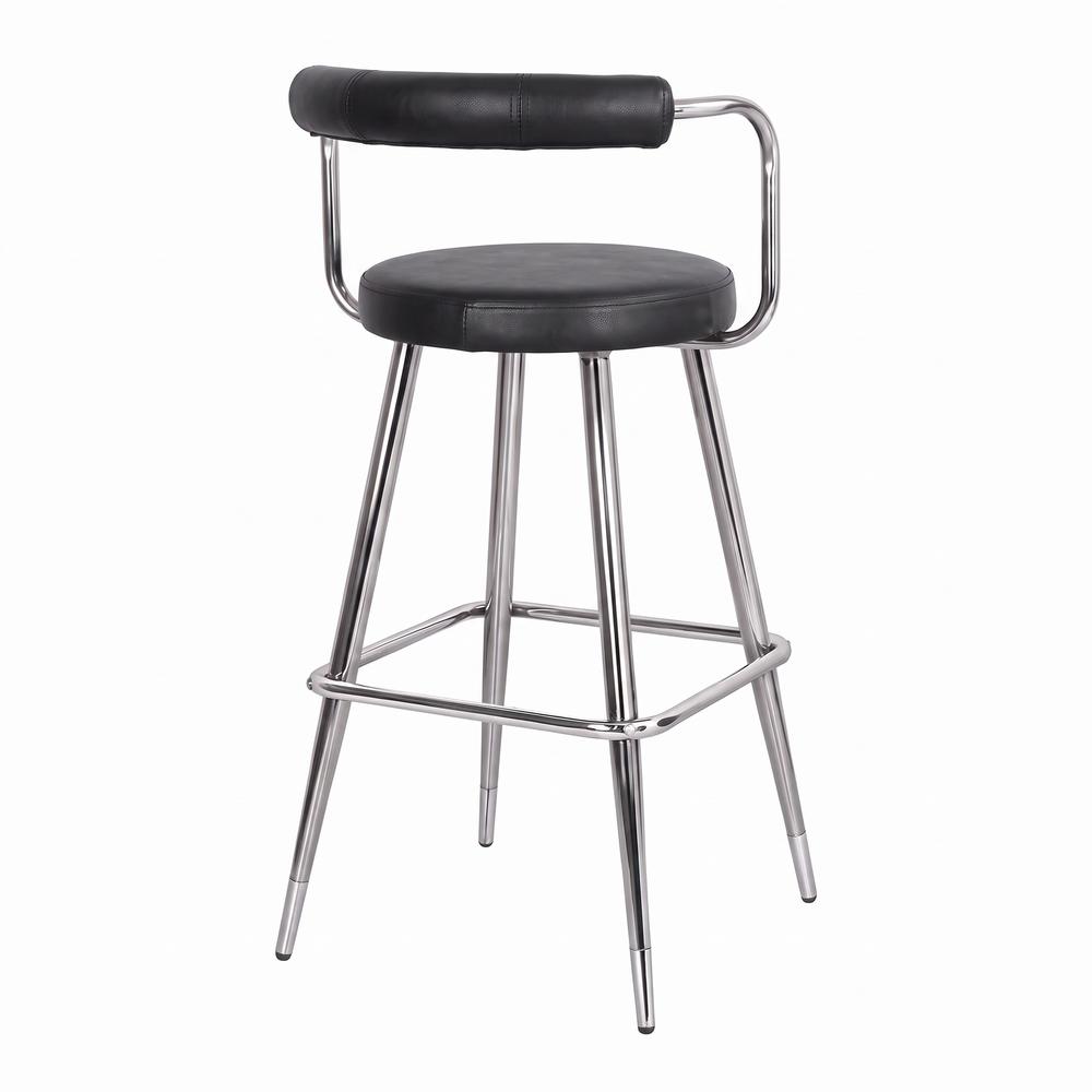 Set de 2 taburetes altos de piel con respaldo Ciro