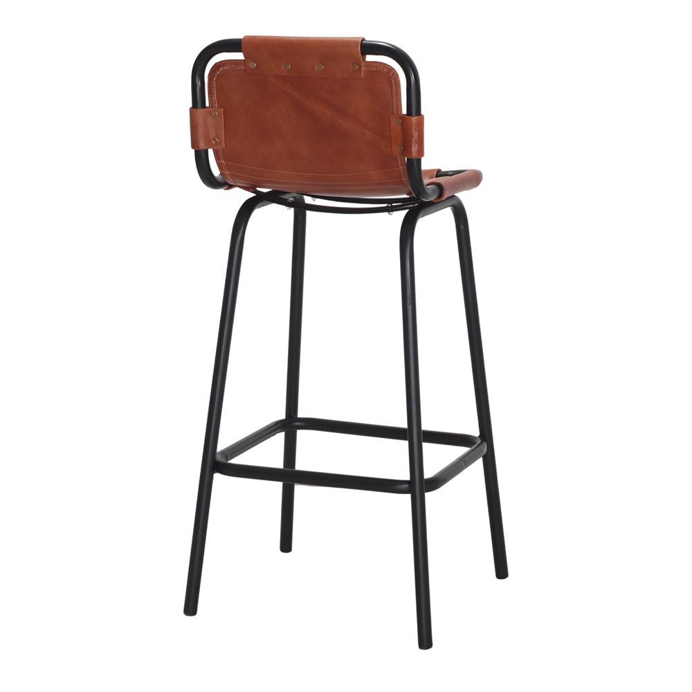 Set de 2 taburetes altos de piel con respaldo Nilo