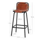 Set de 2 taburetes altos de piel con respaldo Nilo