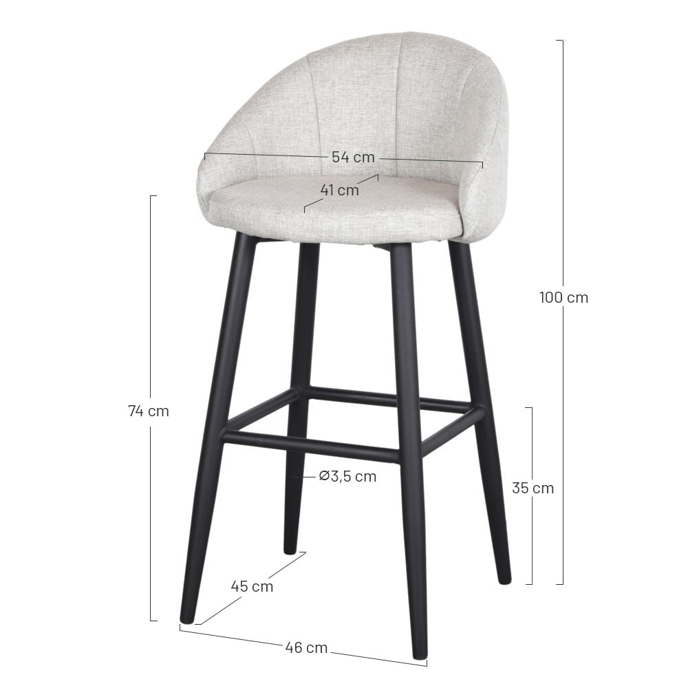 Set de 2 taburetes altos tapizados con patas de aguja Cursa