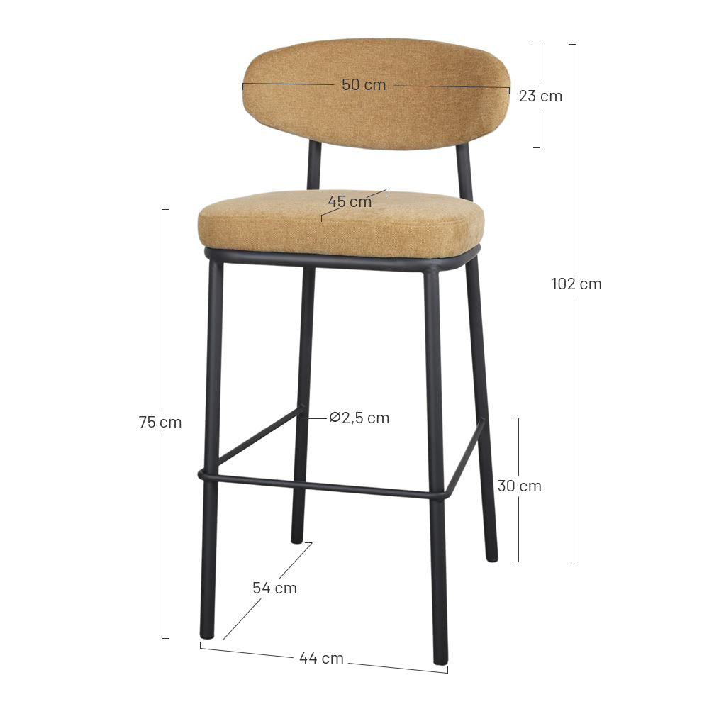 Set de 2 taburetes altos tapizados Ruchbah