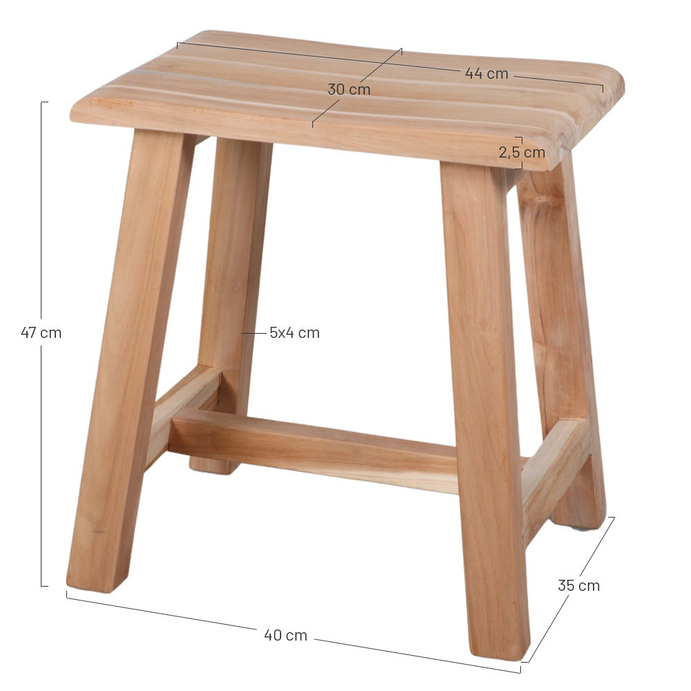 Set de 2 taburetes bajos de madera tropical Edgardo
