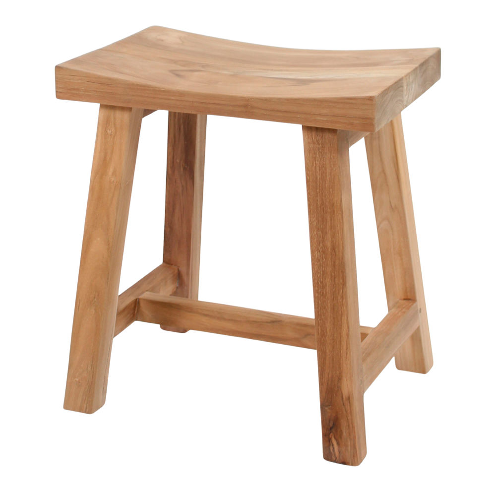 Set de 2 taburetes bajos de madera tropical Rosina