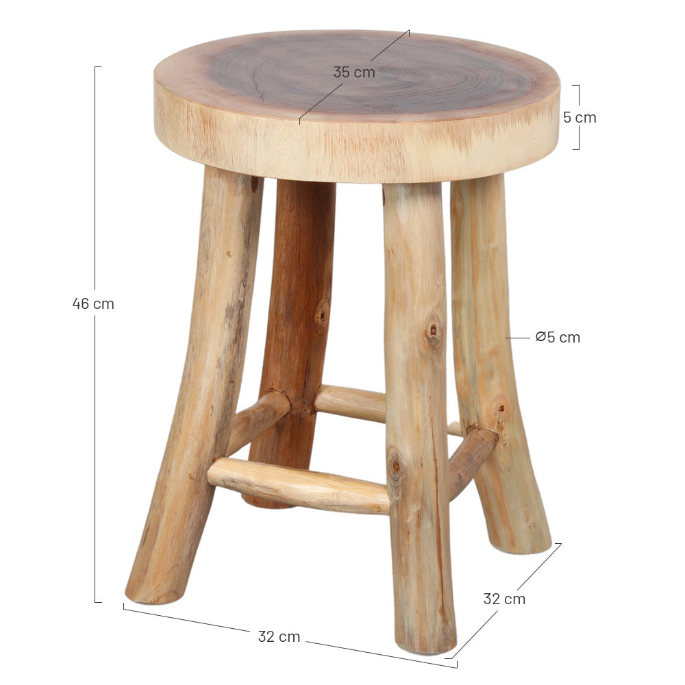 Set de 2 taburetes bajos de madera tropical Stefani