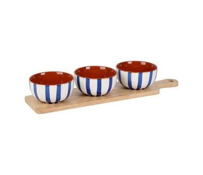 Set de 3 Cuencos y Tabla Rayas del Bosque - pino_y_jacaranda