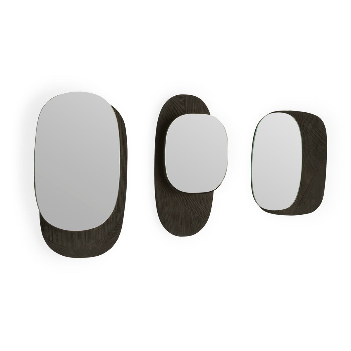 Set de 3 espejos de madera de mango Melzo