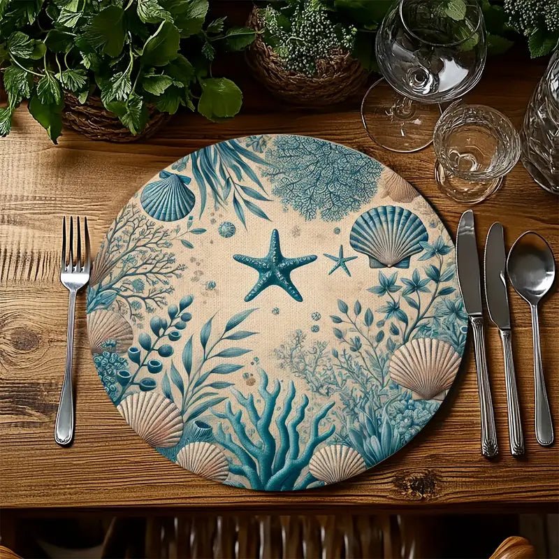 Set de 4 Manteles Individuales Fondo Marino Azul - pino_y_jacaranda