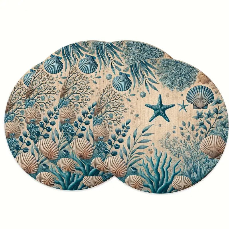 Set de 4 Manteles Individuales Fondo Marino Azul - pino_y_jacaranda