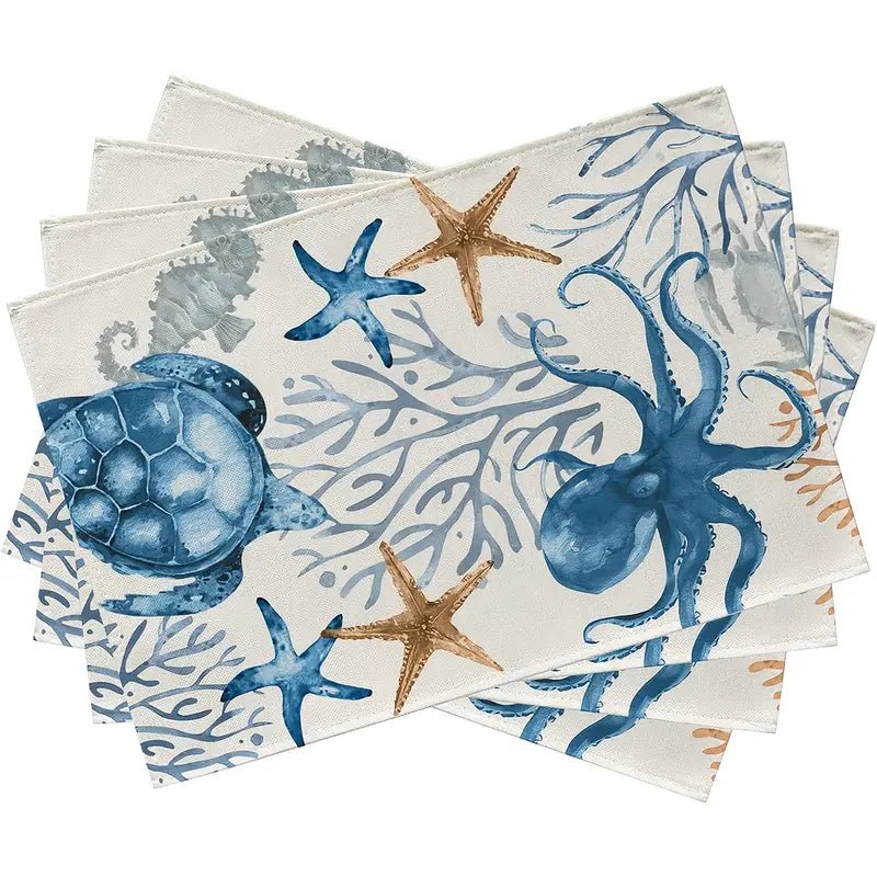 Set de 4 Manteles Individuales Marinos Atlánticos - pino_y_jacaranda