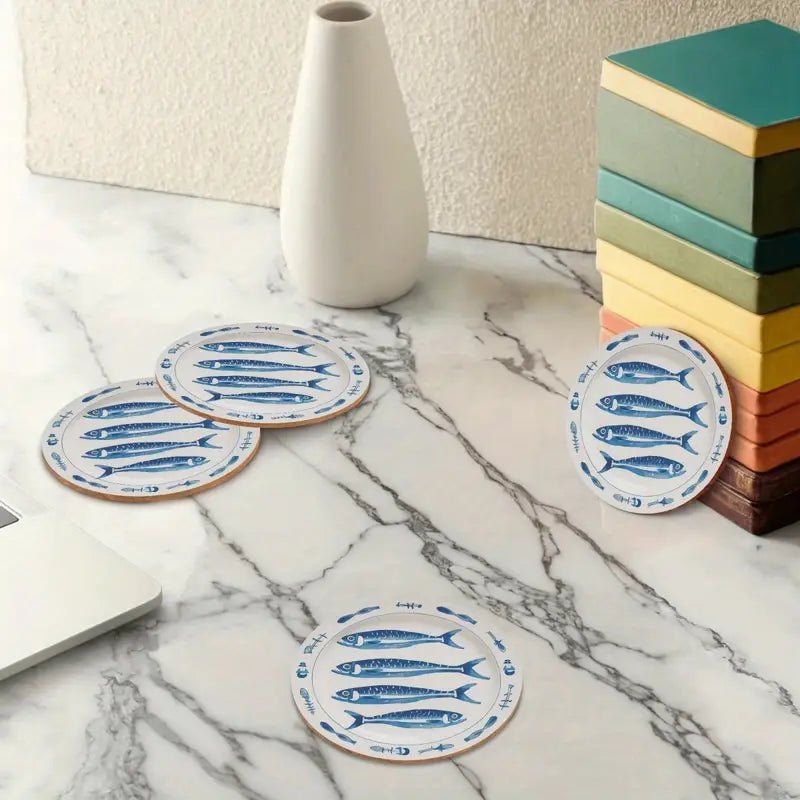 Set de 4 Posavasos Sardinas Azules - pino_y_jacaranda