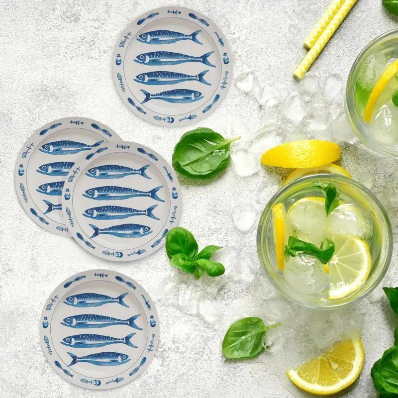 Set de 4 Posavasos Sardinas Azules - pino_y_jacaranda