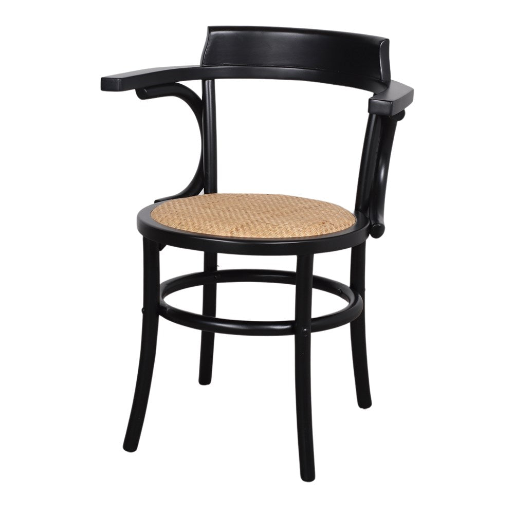 Set de 4 sillas de madera y ratán con brazos Elettra
