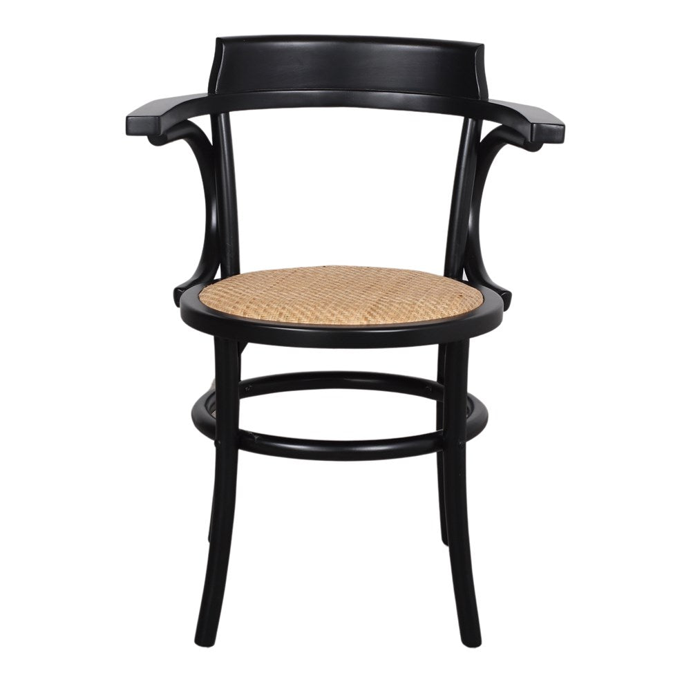 Set de 4 sillas de madera y ratán con brazos Elettra