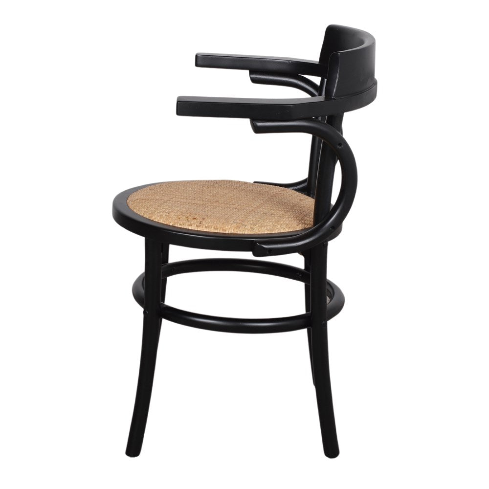 Set de 4 sillas de madera y ratán con brazos Elettra