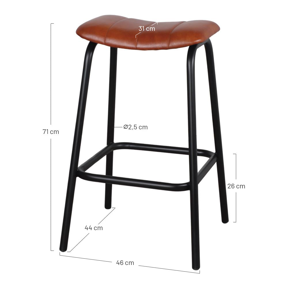 Set de 4 taburetes altos de piel Leandra