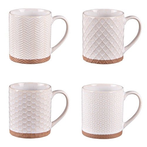 Set de 4 Tazas Blanco Relieve - pino_y_jacaranda