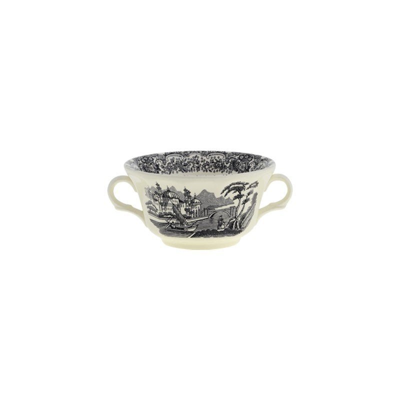 Set de 4 Tazas de Consomé con Platillos La Cartuja Colección Negro Vistas - #pino_y_jacaranda#