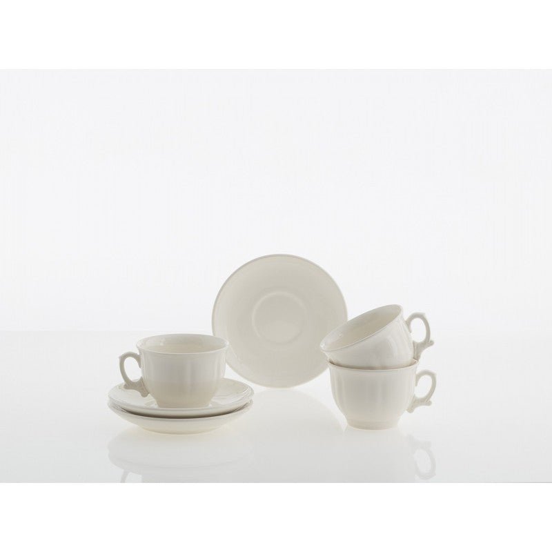 Set de 4 Tazas de Desayuno con Platillos La Cartuja Colección Ochavada Blanca - #pino_y_jacaranda#