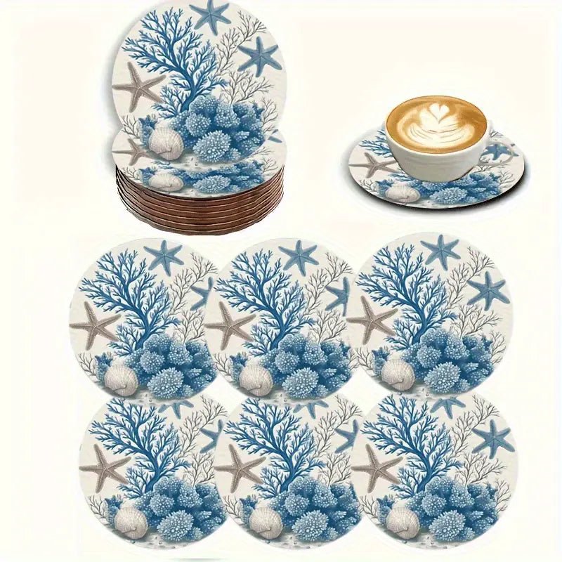 Set de 6 Posavasos Corales Azules - pino_y_jacaranda