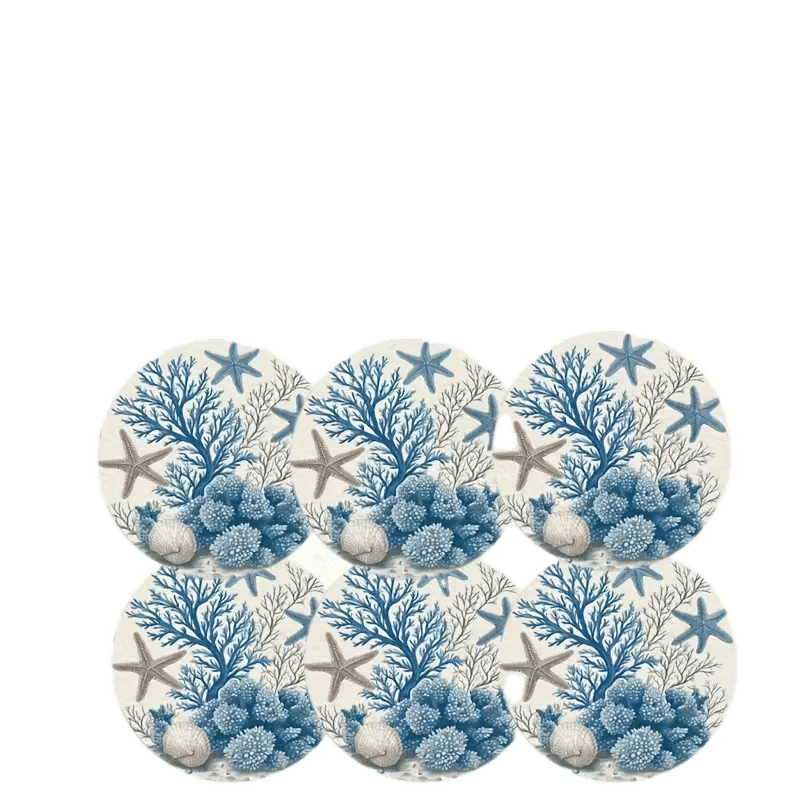Set de 6 Posavasos Corales Azules - pino_y_jacaranda