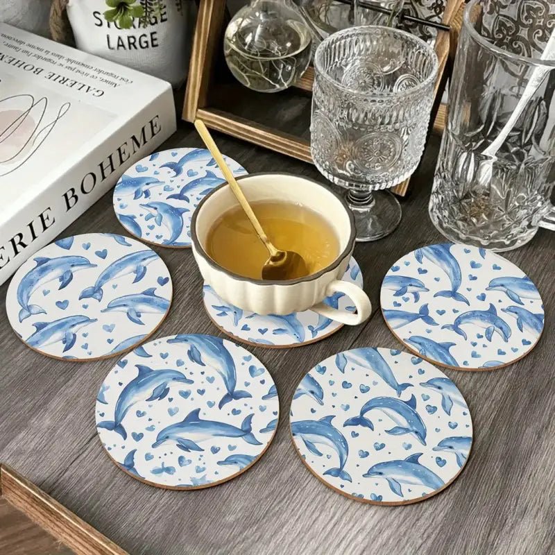 Set de 6 Posavasos Delfines Azules - pino_y_jacaranda