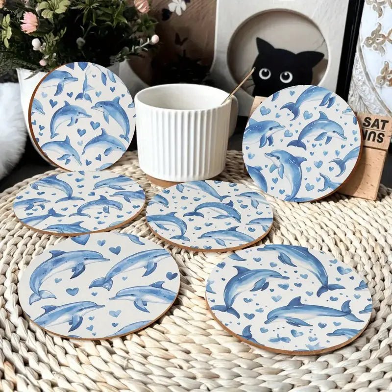 Set de 6 Posavasos Delfines Azules - pino_y_jacaranda