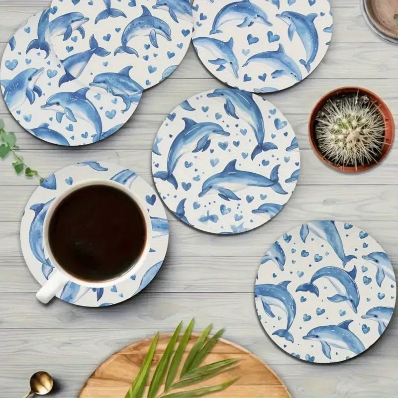 Set de 6 Posavasos Delfines Azules - pino_y_jacaranda