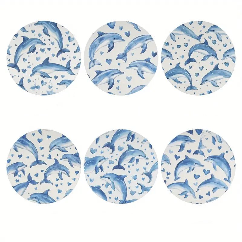 Set de 6 Posavasos Delfines Azules - pino_y_jacaranda