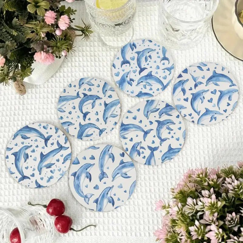 Set de 6 Posavasos Delfines Azules - pino_y_jacaranda