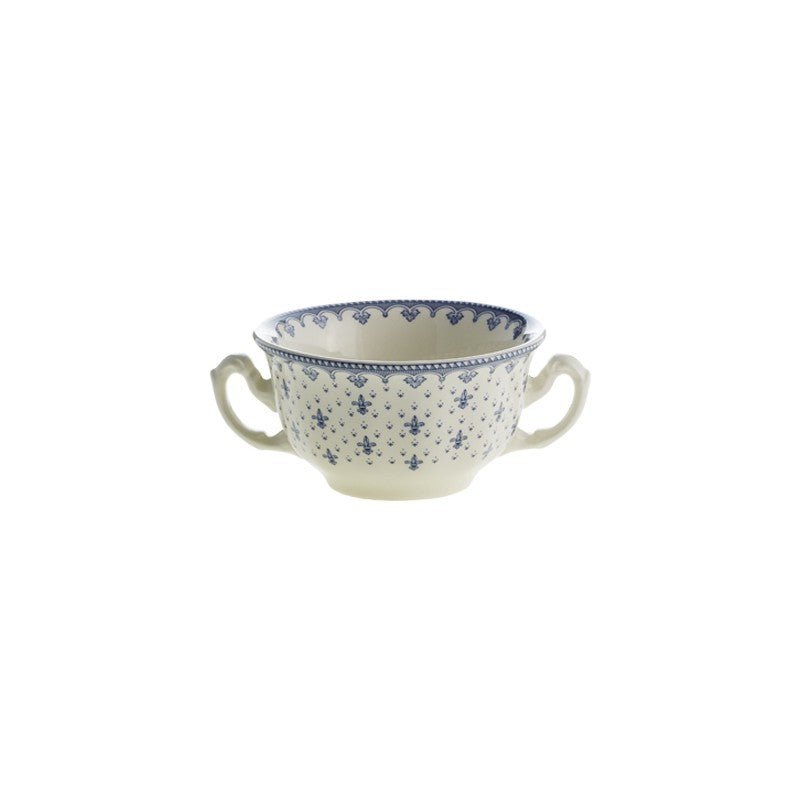 Set de 6 Tazas de Consomé con Platillos La Cartuja Colección Flor de Lis Azul - #pino_y_jacaranda#