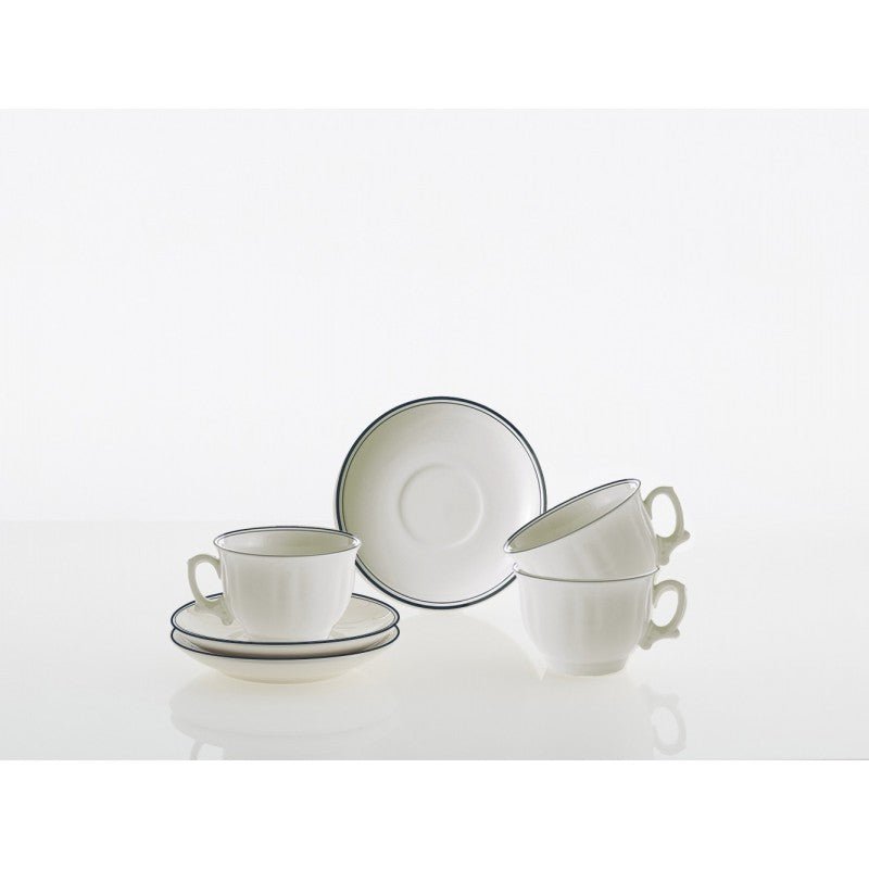 Set de 6 Tazas de Desayuno con Platillos La Cartuja Colección Basic Line Blue - #pino_y_jacaranda#