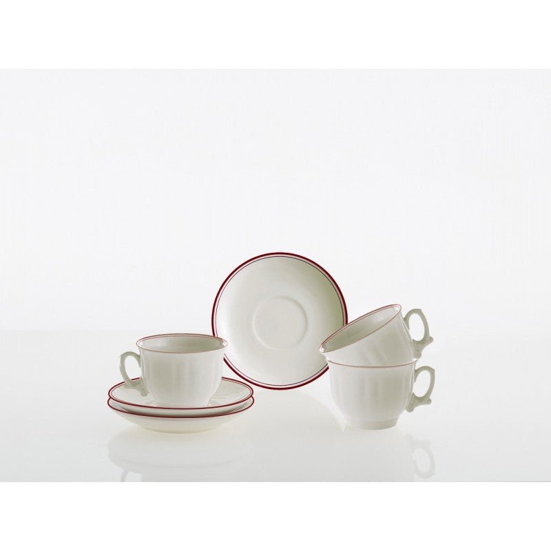 Set de 6 Tazas de Desayuno con Platillos La Cartuja Colección Basic Line Red - #pino_y_jacaranda#