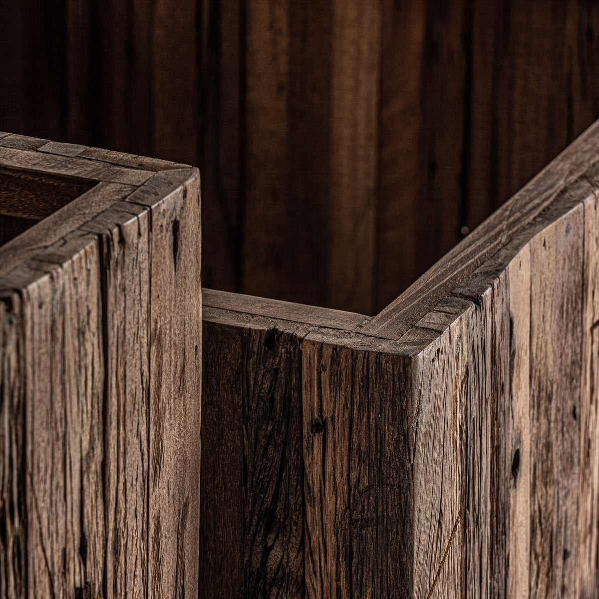 Set de dos maceteros de madera recuperada Lavanda