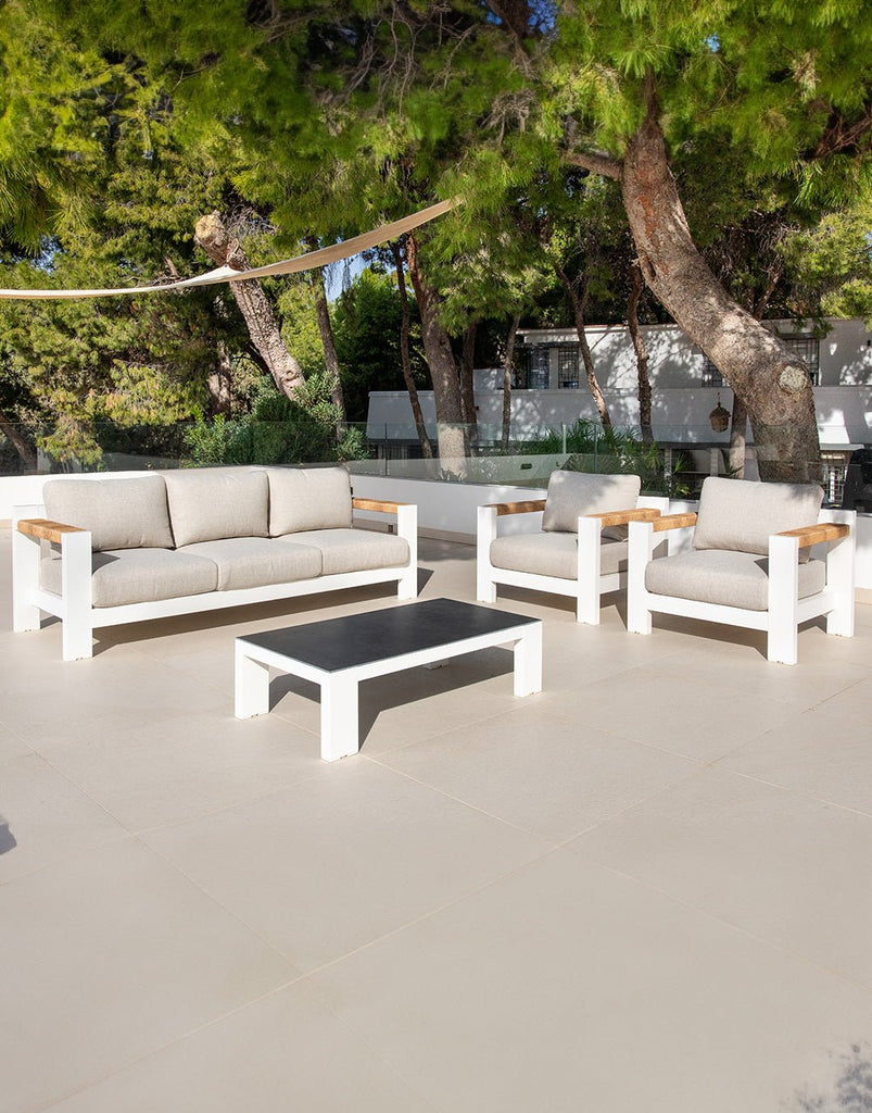 Set de Sofá y Mesa de Exterior Acered - #pino_y_jacaranda#