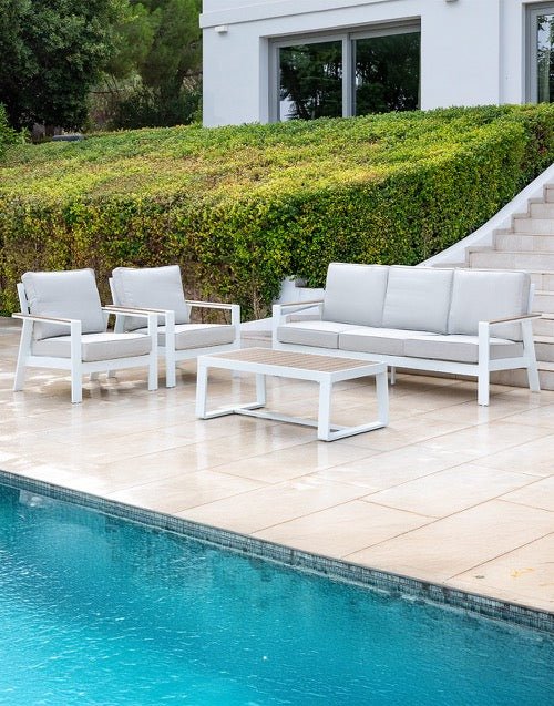 Set de Sofá y Mesa de Exterior Andalusí - pino_y_jacaranda