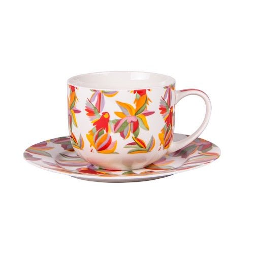Set de Taza de Desayuno y Platillo Tropical - pino_y_jacaranda