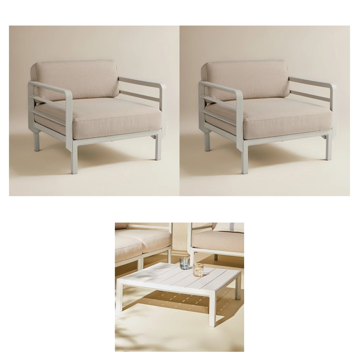 Set lounge Maximo con 2 sillones y mesa de centro Nardi