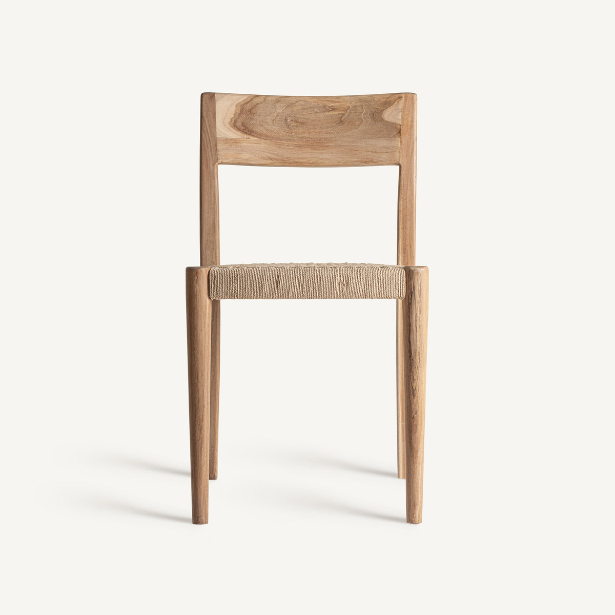 Silla apilable de teca y fibra natural Montanejos