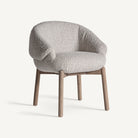 Silla baja de olmo y tapizado beige Alcossebre