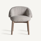 Silla baja de olmo y tapizado beige Alcossebre